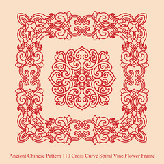 Ancient Chinese Pattern_110 Cross Curve Spiral Vine Flower Frame