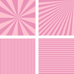 Vintage pink simple striped background set