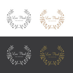 Vector graphic set with four beautiful floral wreaths. 
