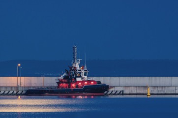 FIREBOAT ON A MOONLIT NIGHT © Wojciech Wrzesień