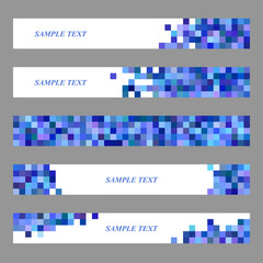 Blue square mosaic web banner design set