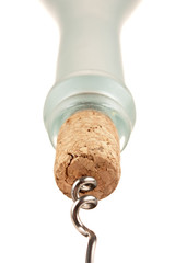 pulling corkscrew cork from the bottle