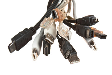 bunch of computer cables with sockets