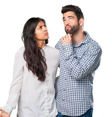 young couple thinking about something