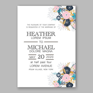 Wedding invitation template with watercolor winter flower christmas wreath pine branch Baby shower invitation template with watercolor tropical flower wreath
