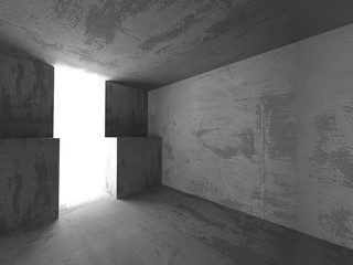 Dark basement empty room interior. Concrete walls. Architecture