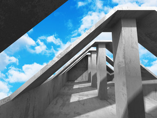 Fototapeta premium Concrete walls empty room interior. Abstract architecture