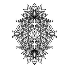 Vector ornamental Lotus flower, ethnic art,Indian paisley isolated on white background.Hand drawn illustration for adult antistress relax coloring page, book. Invitation element.boho and magic symbol.