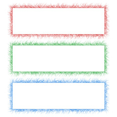 Red, green and blue sketch banner frame set