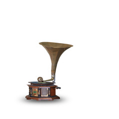 Vintage gramophone on white isolated background with clipping path.