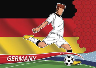 Soccer team player in uniform with state national flag of German