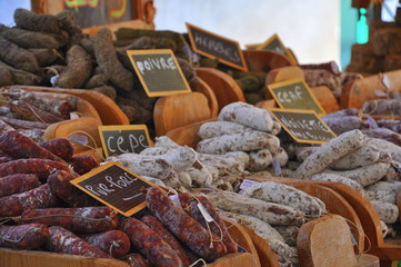 sausages on french market