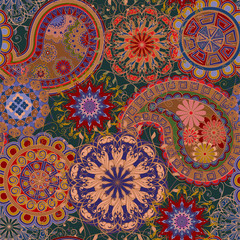 The pattern of mandalas and Paisley pattern in Indian style.