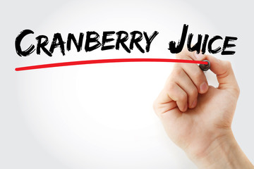 Hand writing Cranberry juice with marker, concept background