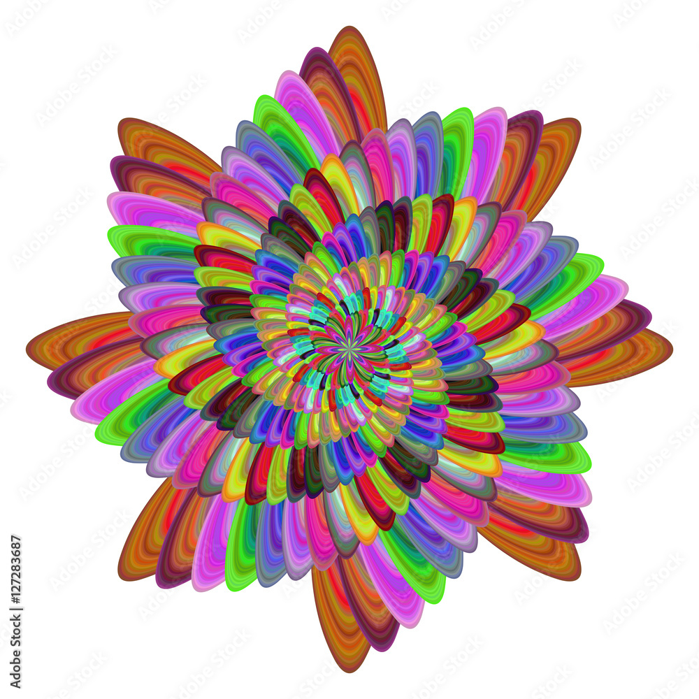 Poster multicolored computer generated spiral fractal