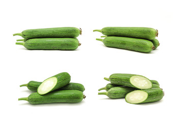 fresh angled Loofah or angled gourd on white background