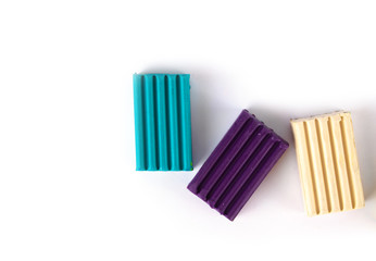 Photo children's colored plasticine. Materials for creativity
