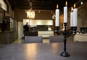 Candles illuminating a dim room