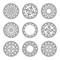 Abstract vector circle pattern with leaves 