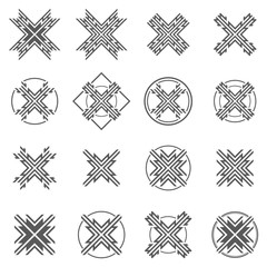Set of abstract decorative elements, pattern, cross