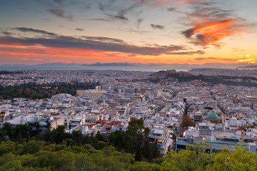 Fototapeta premium View of Athens from Lycabettus Hill, Greece.