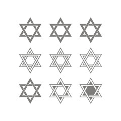 set of monochrome icons with star of David traditional Jewish symbol for your design