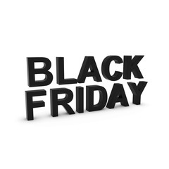 Black Friday Text Isolated on White Background 3D Illustration