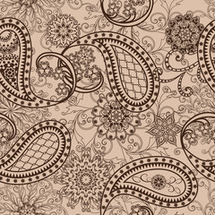 The pattern of mandalas and Paisley pattern in Indian style.
