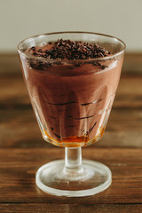 Chocolate dessert in high tumbler