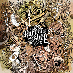 Cartoon doodles Hair salon illustration