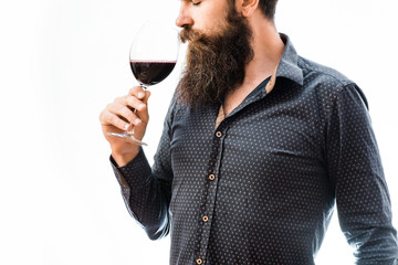 bearded man with wine