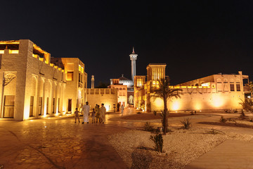 Night view of the streets of the old Arab city Dubai UAE