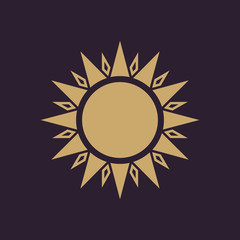 The sun icon. Sunrise and sunshine, weather, sun symbol. UI. Web. Logo. Sign. Flat design. App. Stock