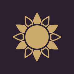 The sun icon. Sunrise and sunshine, weather, sun symbol. UI. Web. Logo. Sign. Flat design. App. Stock