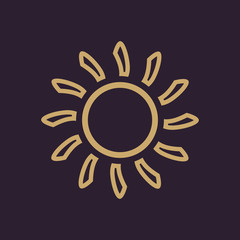 The sunshine icon. Sunrise and sunshine, weather, sun symbol. UI. Web. Logo. Sign. Flat design. App. Stock