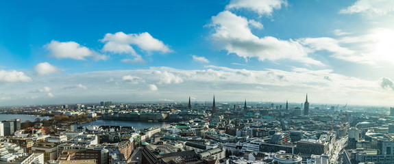 Hamburg City Panorama Blue Sky