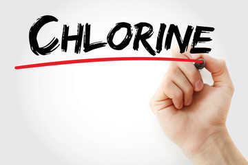 Hand writing Chlorine with marker, concept background