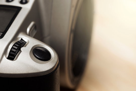 Shutter button on camera.