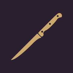 The knife for meat icon. Knife and chef, kitchen symbol.UI. Web. Logo. Sign. Flat design. App.