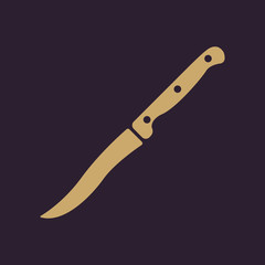 The knife for meat icon. Knife and chef, kitchen symbol.UI. Web. Logo. Sign. Flat design. App.