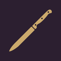 The knife for meat icon. Knife and chef, kitchen symbol.UI. Web. Logo. Sign. Flat design. App.