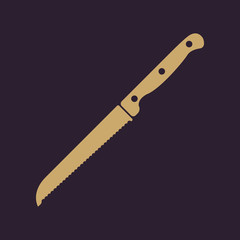 The knife for cutting bread icon. Knife and chef, kitchen symbol.UI. Web. Logo. Sign. Flat design. App.
