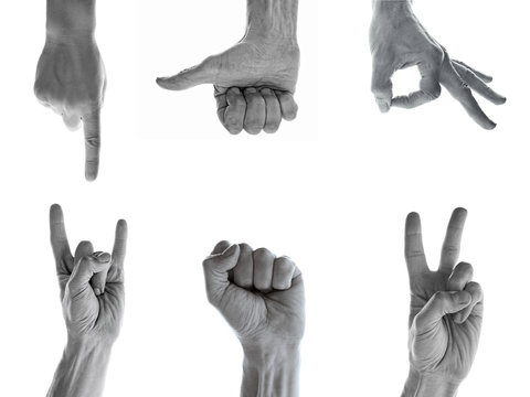A set of hand gesture image on white background