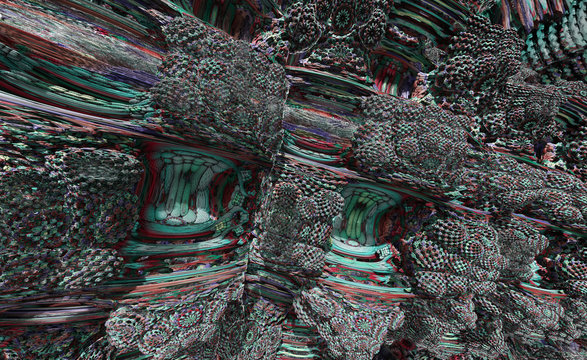 3D rendering fractal turquoise color similar to the view of the cosmic beings of unearthly forms.