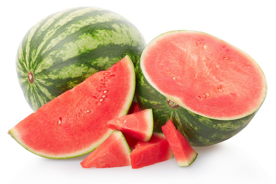 Mini fresh watermelon group isolated on white, clipping path
