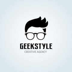 Geek Style Logo, Hire and barber shop logo - obrazy, fototapety, plakaty