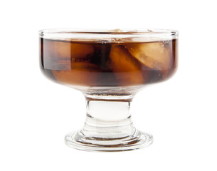 Cola in glass with ice