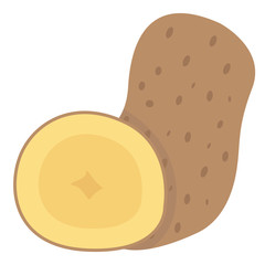 Potato with half cut vector illustrations