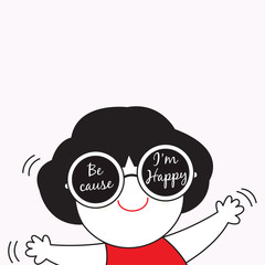 Because I Am Happy Character Paper Note illustration