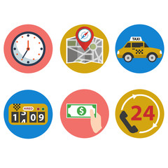 Taxi service set illustration vector
